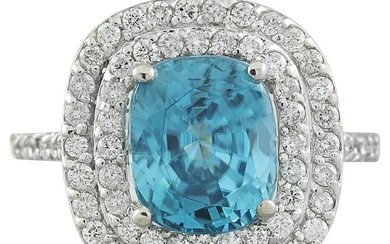 Zircon Diamond Ring 14K White Gold
