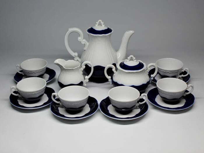 Zsolnay - Coffee set for 6 - Baroque - Porcelain