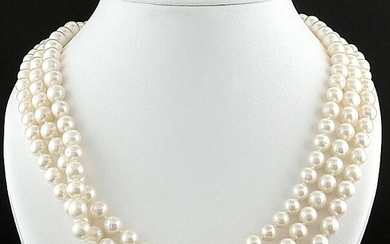 Zuchtperlen Freshwater pearls - Necklace White freshwater cultured pearls 6.5-7.0 mm endless length 1.80 meters