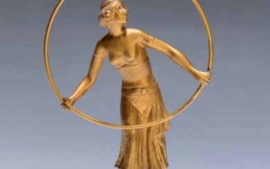 bronze sculpture, France, around 1905-10, pacing female dancer...