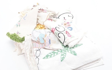 Vintage Embroidered and Crocheted Table Linens and More