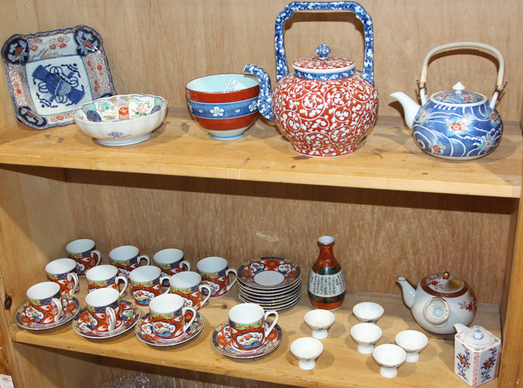 (lot of 26) Two Shelves of Japanese Ceramics