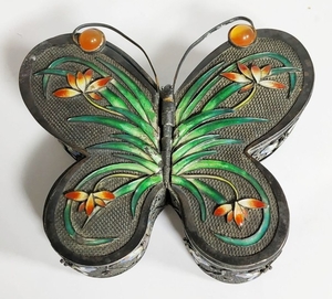silver Chinese box in the shape of a butterfly
