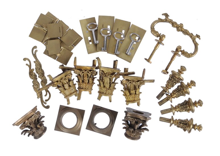 A selection of cast brass table clock case mounts