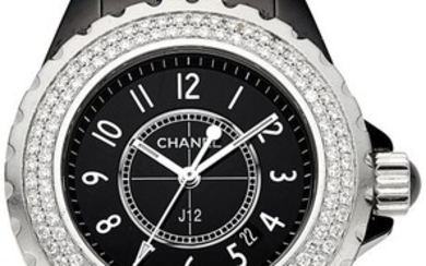 10068: Chanel Diamond, Ceramic, Stainless Steel J12 Wat