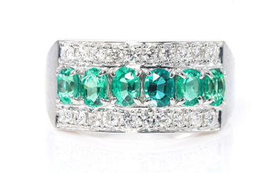 1.01ct Emerald and Diamond Ring