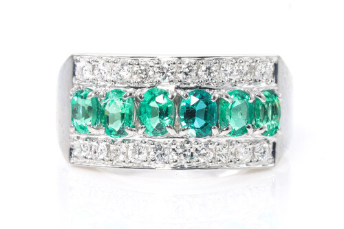 1.01ct Emerald and Diamond Ring