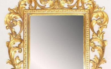 A LARGE FLORENTINE STYLE WALL MIRROR, 20TH CENTURY