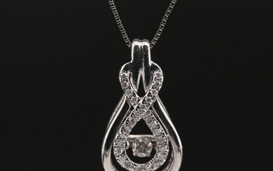 10K Diamond Necklace with Fluttering Diamond Center
