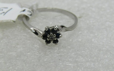 10kt Sapphire Diamond Blossom Ring, Sz. 6, 1.34 gr.