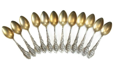 12 Unger Bros Sterling Silver Demitasse Spoon Narcissus