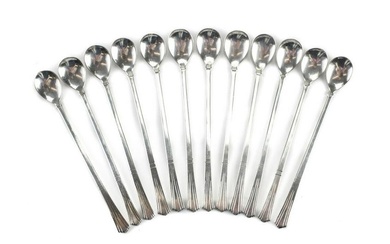 12 W.P. Sterling Silver Hand Hammered Iced Tea Spoons