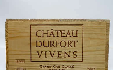 12 bouteilles CHÂTEAU DURFORT VIVENS 2007 2è GC Margaux Caisse bois d'origine