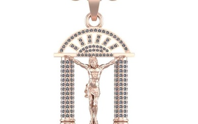 1.40 Ctw SI2/I1 Diamond 14K Rose Gold Jesus Heaven's Gate Pendant Necklace
