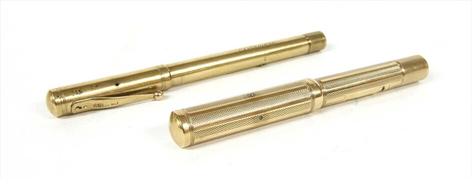 A 9ct gold Waterman Ideal lever fill fountain pen
