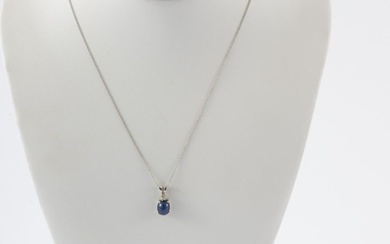 14K White Gold, Star Sapphire and Diamond Necklace & Ring