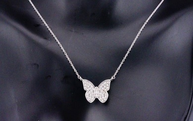 14K White Gold and 0.50ctw Diamond 20" Butterfly Necklace
