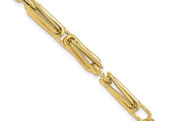 14K Yellow Gold and Textured Fancy Link