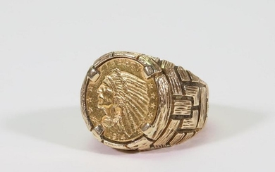 14KY Gold Ring with 1914 Liberty Coin