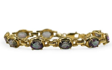 14k Gold and Multicolored Stone Bracelet
