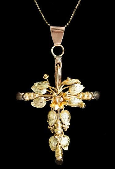 14k Victorian Yellow & Rose Gold Pendant Necklace