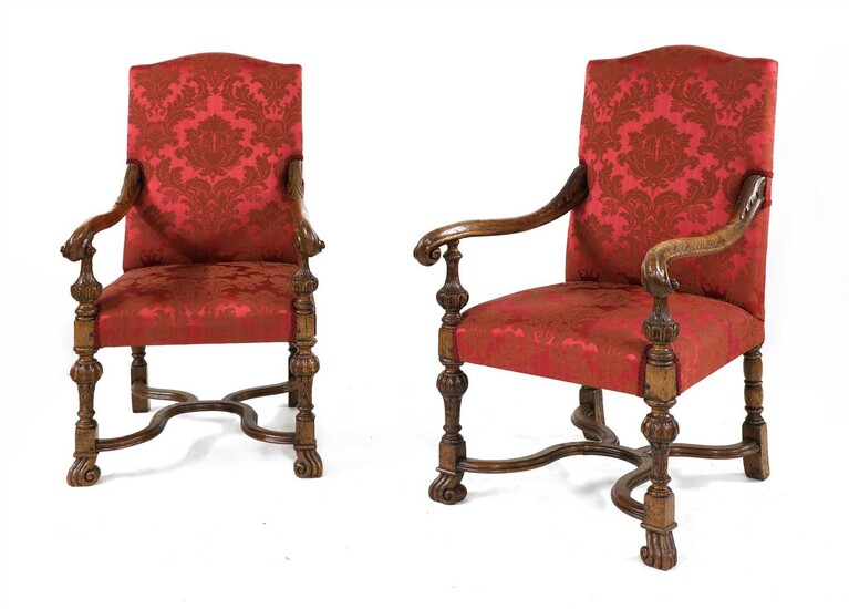 A pair of Continental oak side chairs