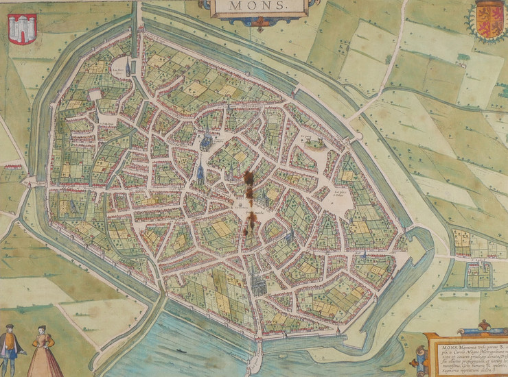 1575 Braun & Hogenberg Antique Map, Hannonia