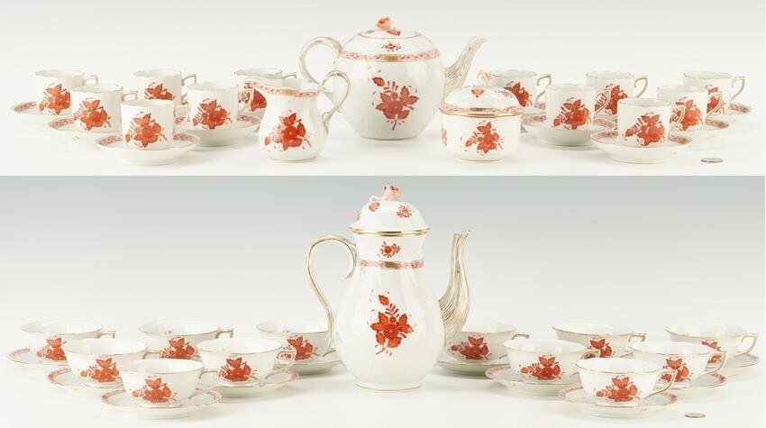 52 Pcs. Herend Chinese Bouquet Porcelain Tea Set