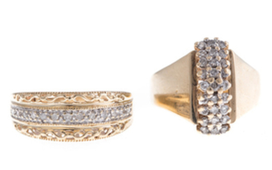 Two Lady's Diamond Rings in 10K Gold