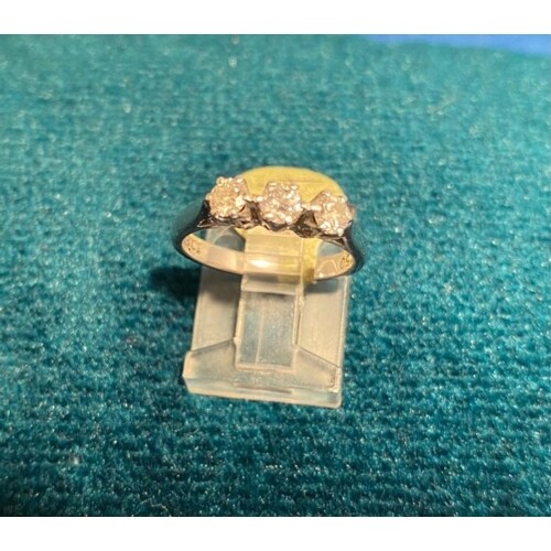 18 Carat White Gold Vintage Three Stone Diamond Ring. The ....