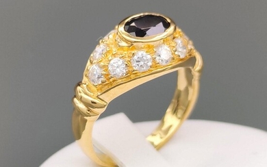 18 kt yellow gold 18 kt ring with zircons