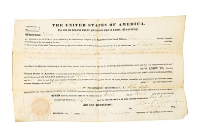 1843 President John Tyler Signed Land Grant