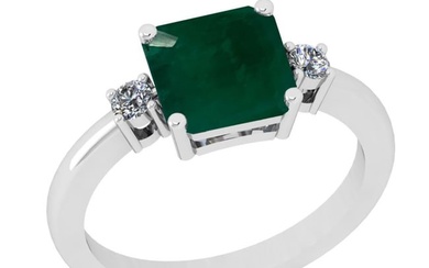 1.85 Ctw VS/SI1 Emerald And Diamond 18K White Gold thre