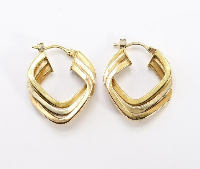 18K Tri-Colour Gold Earrings