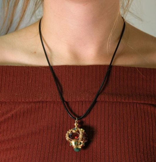 18K/14K YG Etruscan Revival Pendant Necklace