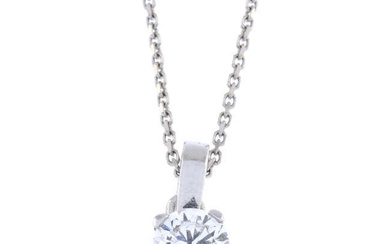 18ct gold diamond single-stone pendant, with 18ct gold chain