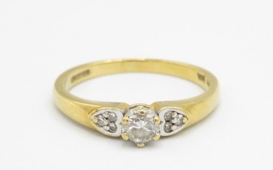 18ct gold round brilliant cut diamond ring with heart shaped...