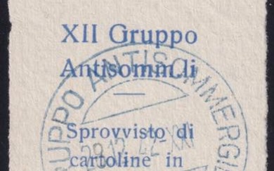1942 Etichetta di Franchigia Militare XII Gruppo Antisommergibili (Tripoli) con...