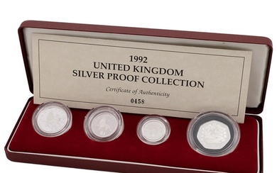 1992 four-coin silver proof collection from The Royal Mint f...