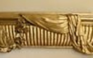 19C FRENCH WOODEN HAND CARVED GOLD LEAF DECORATION WALL PLAQUE