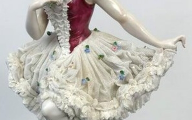 19th C. Dresden Large Porcelain Ballerina Figurine