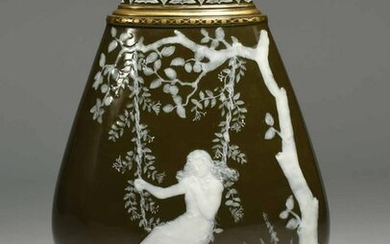 19th Century Pâte-sur-Pâte Footed Vase