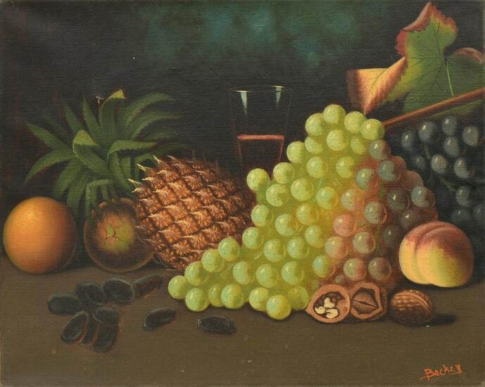 19th Century Still Life with Fruit, Oil on Canvas