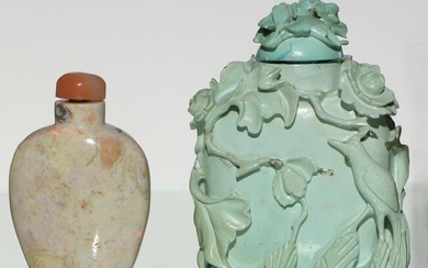 2 Chinese Snuff Bottles Turquoise and Opal, Mid-20th