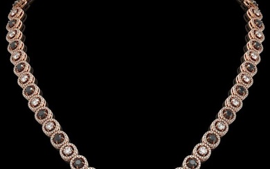 20.35 ctw Black & Diamond Micro Pave Necklace 18K Rose Gold