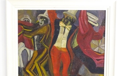 20th century, Oil on canvas, Jazz Dancers, Abstract figures ...