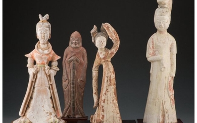 25068: A Group of Four Chinese Pottery Figures, Tang Dy