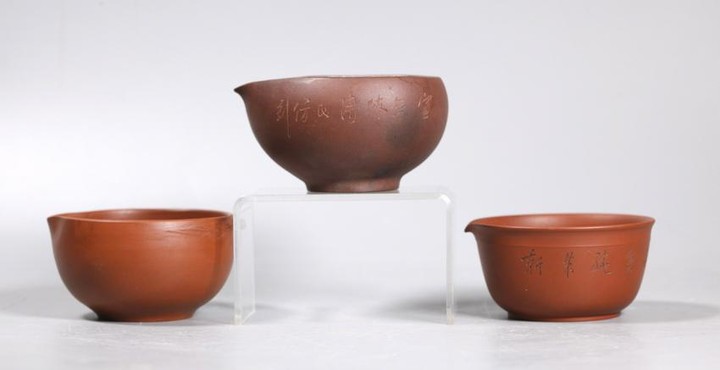 3 Chinese Yixing "Fairness" Teapot Bowls