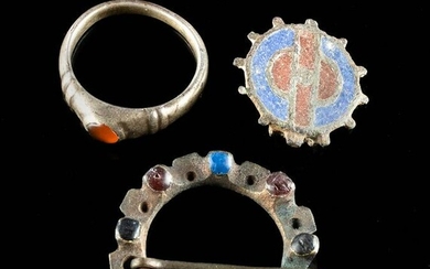 3 Roman / Medieval Tin Copper, Brass, & Silver Jewelry