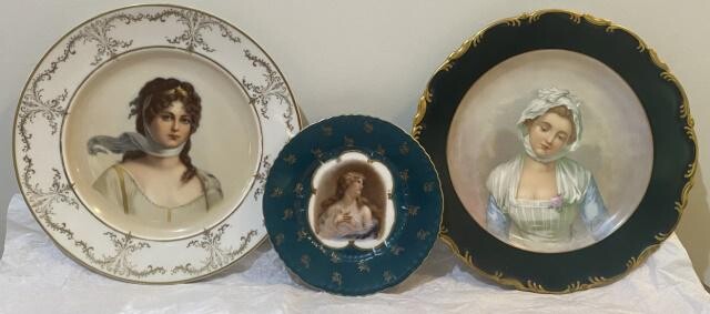 3 Victoria Austria Portrait Porcelain Plates